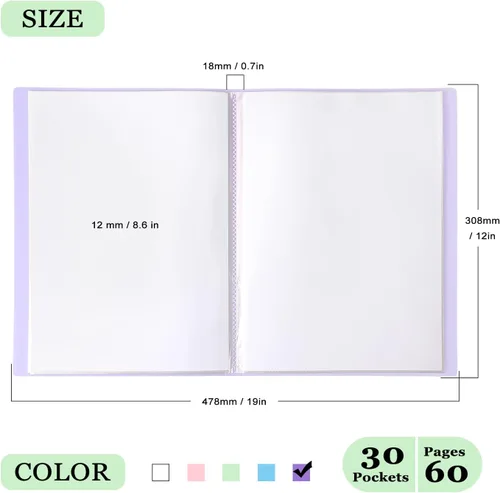 Miniatura 2 de Tamaki - Carpeta portafolio con fundas de plástico, carpeta de bolsillo con protectores de hojas transparentes, libro expositor de 60 páginas, libro