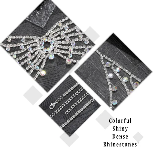 Miniatura 5 de ELABEST Rhinestone Chain Bra Silver Chain Bikini Chest Chain Sparkly Body Chain Jewelry for Women