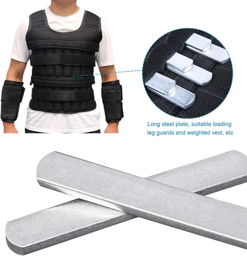 Miniatura 6 de PXRJE Chaleco con peso placas de acero ajustable a prueba de óxido de entrenamiento de fuerza placa de acero larga con cabeza redonda para cargar