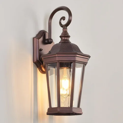 Miniatura 8 de Linterna de Pared Exterior, Accesorios de Luz de Pared al Aire Libre Resistente al Agua, Apliques de Porche de Aluminio Marrón con Enchufes E26