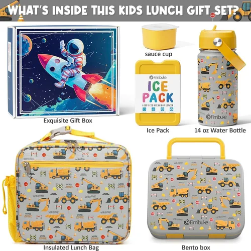 Miniatura 2 de Fimibuke - Lonchera Bento para niños - Juego de contenedor de almuerzo bento para niños pequeños con 3 compartimentos, botella de agua de acero A5.