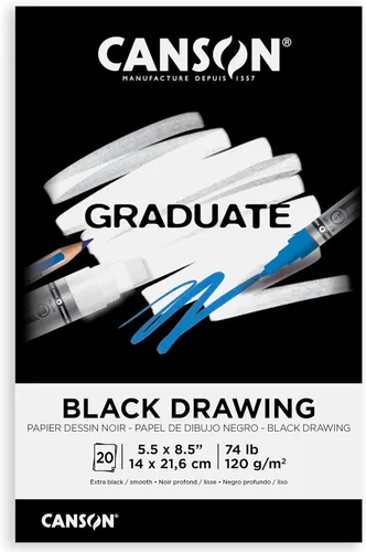 Canson Bloc de dibujo negro graduado, plegable, 5.5 x 8.5 pulgadas, 20 hojas | Papel de artista para adultos y estudiantes, dibujo, bocetos y diario