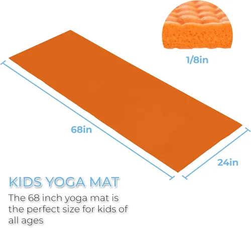 Miniatura 4 de Paquete de 10 tapetes de yoga para niños, 68 x 24 pulgadas, tapete de ejercicio antideslizante, tapete de yoga no tóxico de 0.157 in para niños