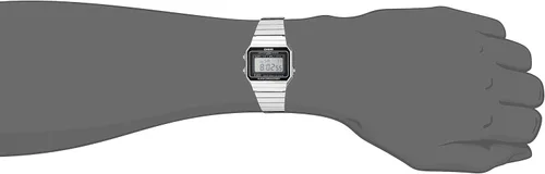 Miniatura 2 de Casio Reloj clásico de cuarzo plateado con pantalla digital A700W-1ACF para hombre