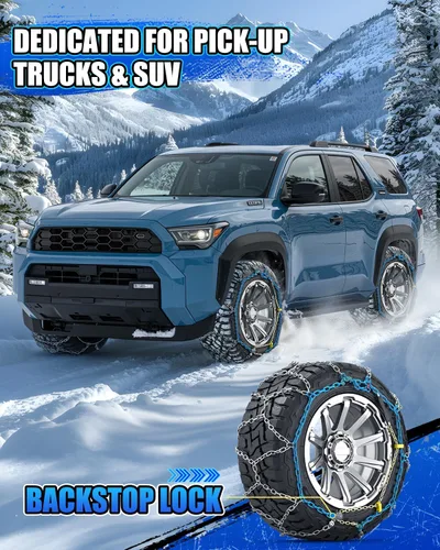 Miniatura 2 de Cadenas de nieve de fácil instalación, cadenas de neumáticos de un solo tirón, cadenas de nieve resistentes para camionetas y SUV todoterreno