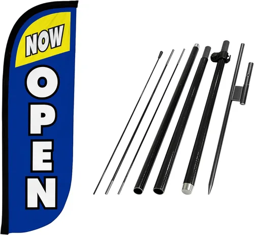 LookOurWay Kit de asta de bandera de plumas, pancarta publicitaria de 7 pies de alto con juego de poste de fibra de vidrio y pico de tierra para