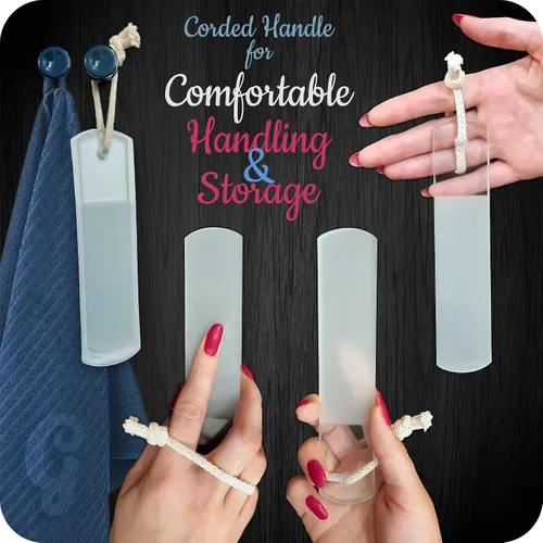 Miniatura 5 de Lima de pie de vidrio checo genuina – Superficie de grano diferente de dos caras, removedor suave de callos, pedicura y spa para piel áspera