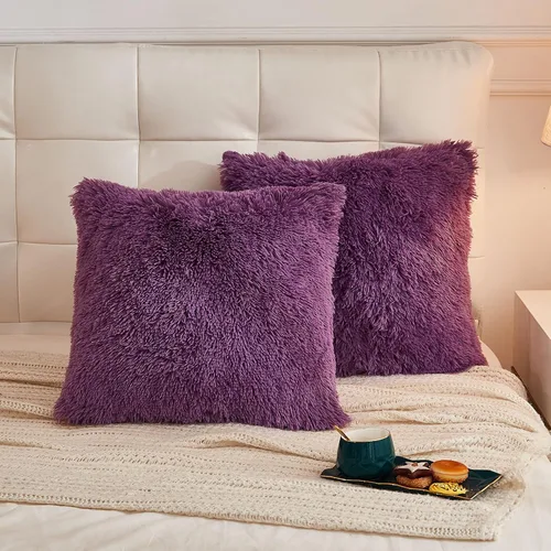 LIFEREVO Paquete de 2 fundas de almohada de piel sintética esponjosa, fundas de almohada de 18 x 18 pulgadas, fundas de cojín decorativo, fundas de