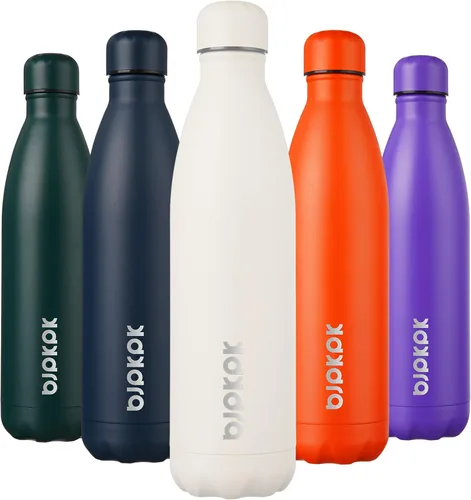 Miniatura 63 de BJPKPK Botellas de agua de acero inoxidable con aislamiento de 17 onzas, mantiene el frío y el calor, brillante oro rosa Oro rosa brillante
