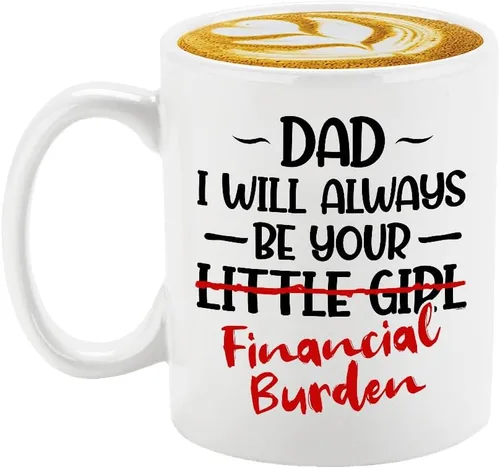 Miniatura 10 de Veracco Taza de café de cerámica con texto en inglés "Dad I will Always Be Your Little Girl" Financial Burden Financial Burden, taza para el mejor