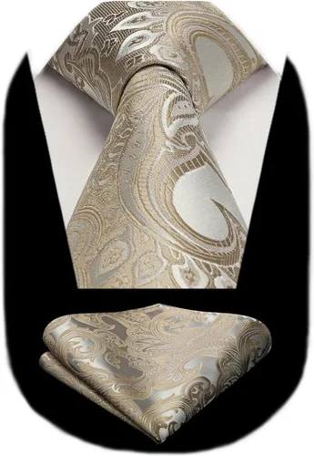 Miniatura 194 de Corbatas florales tejidas clásicas para hombre, corbata cuadrada de bolsillo, corbatas formales para hombres, boda con pañuelo