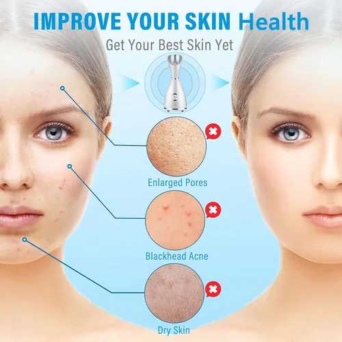 Miniatura 3 de Vaporizador facial nano iónico, humidificador de niebla cálida para limpieza facial profunda, kit de piel de acero inoxidable de 4 piezas, banda