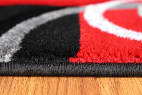 Miniatura 6 de Masada Rugs, Sophia Collection - Alfombra de área tallada a mano, moderna, contemporánea, rojo, gris, blanco, negro (2 pies x 7 pies 3 pulgadas)