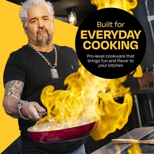Miniatura 2 de Guy Fieri's Flavortown - Juego de 11 piezas de ollas y sartenes de cerámica antiadherente, sin PFAS PTFE PFOA, apto para horno, apto