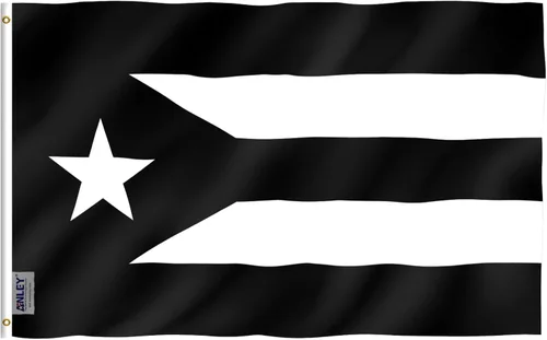 Anley Fly Breeze - Bandera negra de Puerto Rico de 3 x 5 pies, color vivo y a prueba de decoloración, cabecera de lona y doble costura, banderas