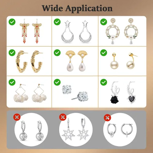 Miniatura 4 de Parte trasera de arete de oro de 18K con silicona para tachuelas/orejas caídas, parte trasera de arete de goma con bloqueo seguro para aretes