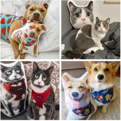 Miniatura 3 de Seamaid Almohada de fotos personalizada para mascotas con almohada en forma de foto, regalos personalizados con fotos para Navidad, día de San