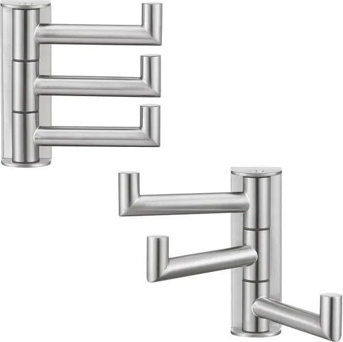 Miniatura 14 de APLusee Gancho giratorio para toalla, gancho plegable de acero inoxidable 304 con tres brazos giratorios, colgador de almacenamiento flexible