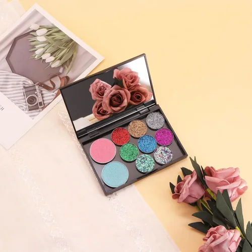 Miniatura 4 de Paquete de 5 paletas magnéticas de maquillaje con espejo, caja de almacenamiento dispensadora de cosméticos vacía para sombra de ojos, labios