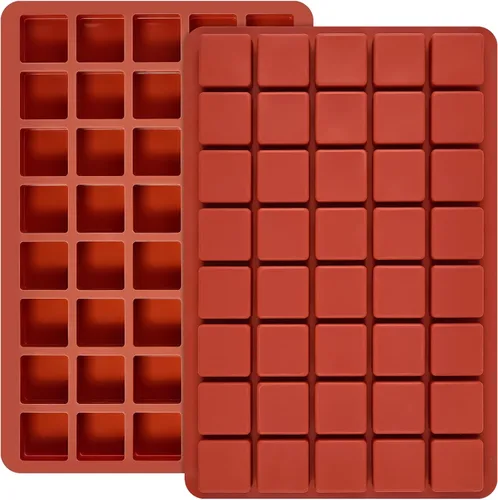 Puyeipt Paquete de 2 moldes cuadrados de silicona para chocolate, moldes de caramelo de 40 cavidades, mini moldes para cubitos de hielo para