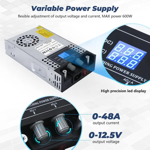 Miniatura 8 de Convertidor de CA a CC Fuente de alimentación de 48 V CC ajustable 0-48V 0-12.5A SMPS Max 600W Fuente de alimentación conmutada para tira LED, bomba
