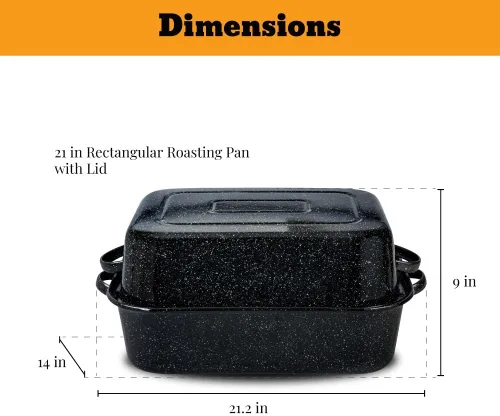 Miniatura 3 de Granite Ware Juego de tostador rectangular de 25 libras (10 unidades), incluye tapa, estante en V, paquete de 2 bolsas de salmuera, termómetro