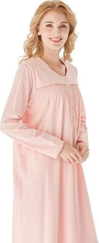 Miniatura 5 de Keyocean - Camisón para mujer, 100% algodón, suave, cálido, cómodo, ropa de dormir y descanso para otoño e invierno