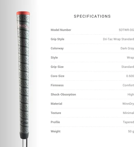 Miniatura 3 de Winn Dri-Tac - Wrap de manija para golf, wrap Dri-Tac., Estándar