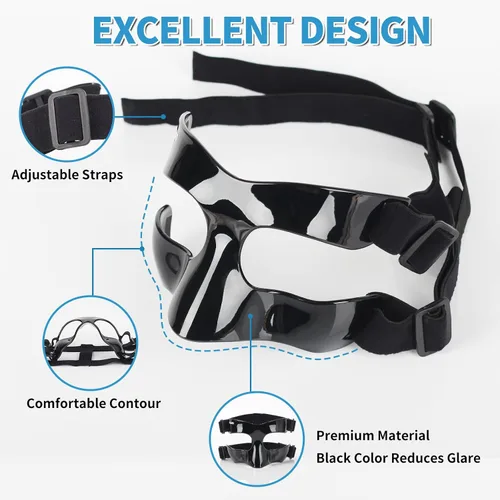 Miniatura 7 de BK01B Protector de nariz para nariz rota, máscaras de protección facial deportivas con acolchado, ajustables, transpirables y transparentes