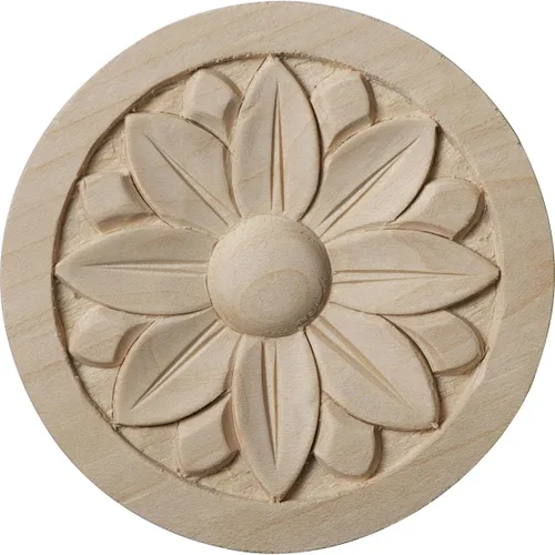 Miniatura 7 de Ekena Millwork ROS03X03BERW Roseta redonda Bedford, 3 1/2 pulgadas de ancho x 3 1/2 pulgadas de alto x 1/2 pulgadas de P, madera de caucho