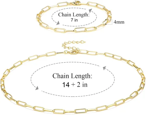 Miniatura 5 de BOUTIQUELOVIN - Collar de cadena de eslabones, de oro de 14 quilates, para mujeres y niñas