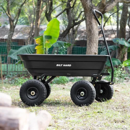 Miniatura 5 de BILT HARD Carro de basura de jardín de polietileno 272 kg con neumáticos sin riesgo de pinchazos, liberación rápida, 0,11 m³, carro de basura