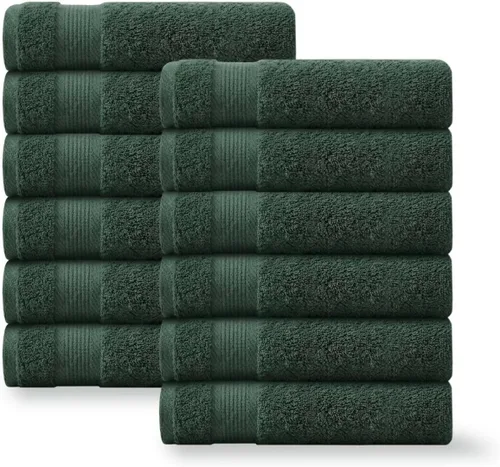 Miniatura 17 de Linteum Textile Supply Toalla de mano negra prémium de 16 x 27 pulgadas, 100% algodón, sin torsión, absorbente, de secado rápido, duradera