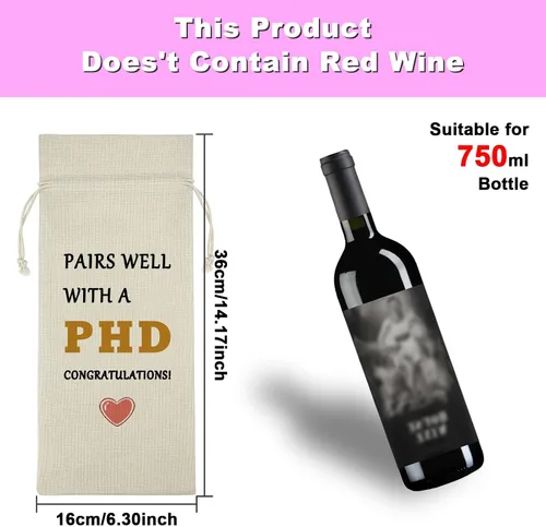 Miniatura 2 de PHD - Regalo de graduación, regalo de graduación, bolsa de vino para hijo e hija, bolsa de vino con cordón, regalo de felicitaciones
