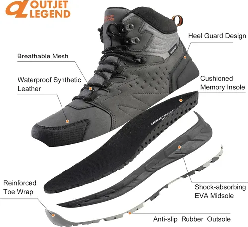 Miniatura 3 de Botas de senderismo impermeables para hombre, zapatos de trabajo ligeros para exteriores