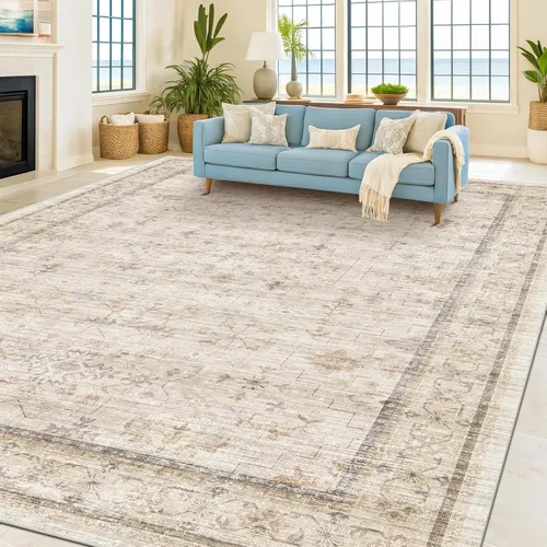 Miniatura 193 de Alfombra Boho Negra para Sala de Estar - Alfombra de Área Lavable de 10x14 Pies, Alfombras de Comedor para Debajo de la Mesa, Alfombra Suave de Pelo