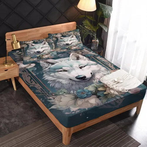 Miniatura 26 de Juego de sábanas de tamaño King, sábanas de conejo, sábanas de microfibra y fundas de almohada de 4 piezas, juego de sábanas con estampado colorido