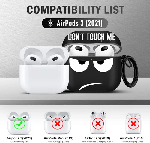 Miniatura 2 de Funda para Airpods 3 2021, Don't Touch Me for Airpods Funda con llavero suave y linda funda a prueba de golpes para mujeres y hombres, compatible