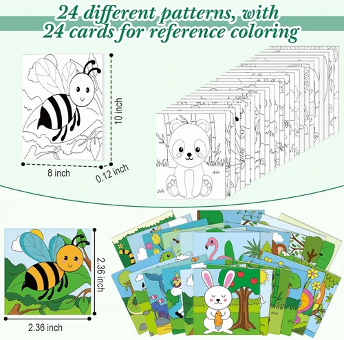 Miniatura 2 de Sherr Juego de 24 lienzos predibujados para pintar para adultos, lienzo preimpreso a granel, sorbo y kit de pintura, paneles estirados, juego