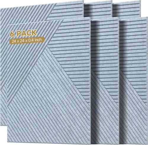 Miniatura 13 de Paneles acústicos de pared, paquete de 6 unidades de tamaño total de 72 x 48 pulgadas, paneles acústicos decorativos autoadhesivos para pared