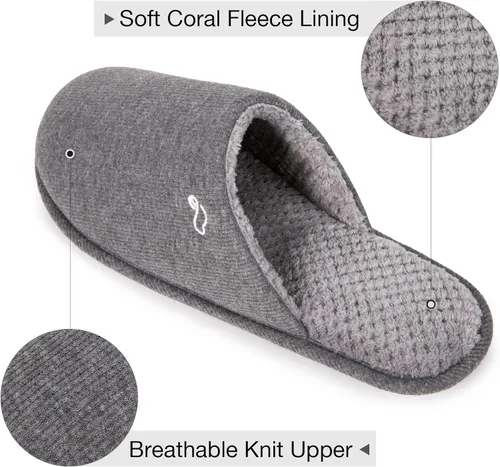 Miniatura 4 de EverFoams Men's Cotton Knit Memory Foam Indoor Slippers Light Weight House Shoes with Anti-Skid Sole