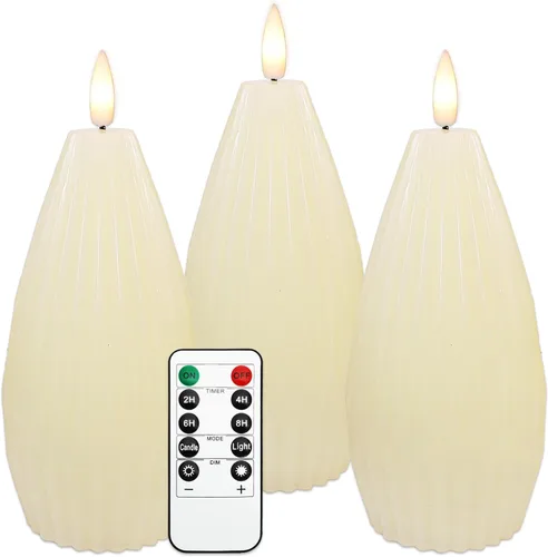 Miniatura 14 de Velas de Cristal Florales Sin Llama Rosa Románticas Operadas con Batería con Control Remoto Parpadeantes LED Plateadas Vela de Pilar de Cera Real