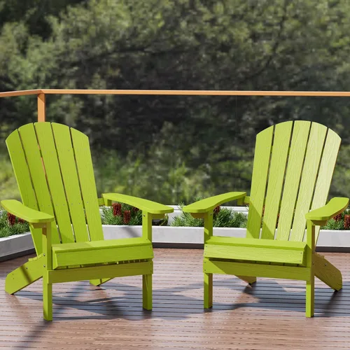 Miniatura 57 de YEFU Silla Adirondack de plástico resistente a la intemperie, sillas de patio con instalación fácil en 5 pasos, se ve exactamente como madera real