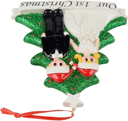 Miniatura 6 de Nuestro primer adorno de Navidad de boda para pareja - Adorno personalizado de árbol de Navidad para pareja recién casada - Mr & Mrs primer adorno