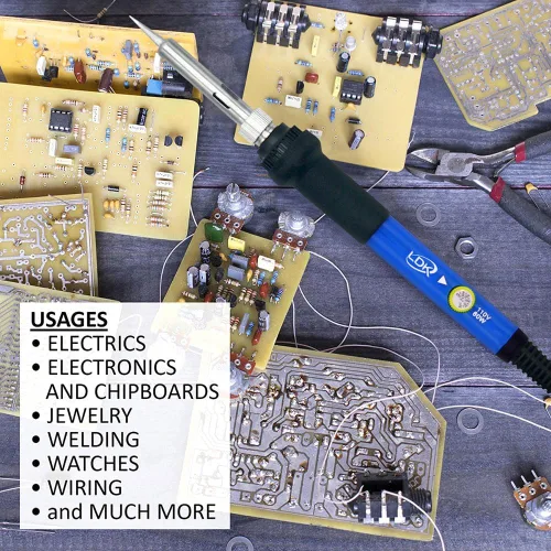 Miniatura 7 de Kit de soldar LDK de 60W, 110V, con temperatura ajustable, pistola de soldar eléctrica, herramienta de soldar, 5 piezas de puntas de repuesto y 60w