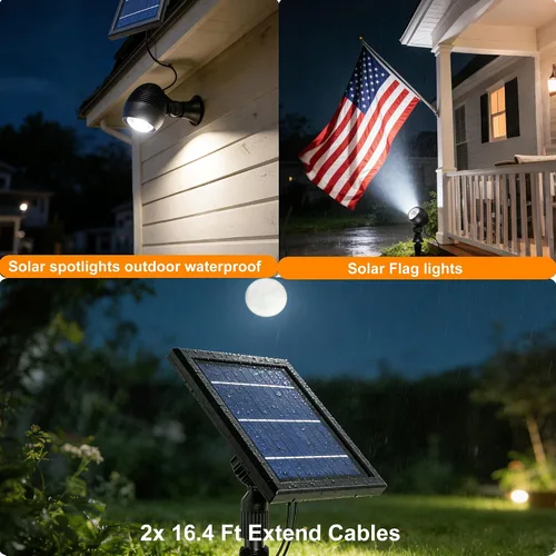Miniatura 3 de SUNLONG Luces solares para exteriores, focos solares para exteriores, impermeables, para paisajismo para patio, jardín, bandera, camino, árboles