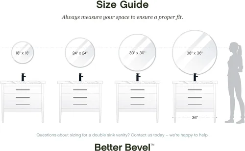 Miniatura 7 de Better Bevel - Espejo redondo sin marco, espejo de pared de baño circular de 30 pulgadas de diámetro con borde biselado Redondo - Borde biselado