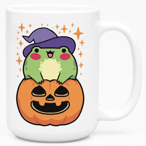 Miniatura 13 de LookHUMAN Taza de Café de Halloween – Halloween Is Meowgical Tazas, Taza de Café Espeluznante Idea de Regalos de Taza, 15 Onzas 10-Blanco