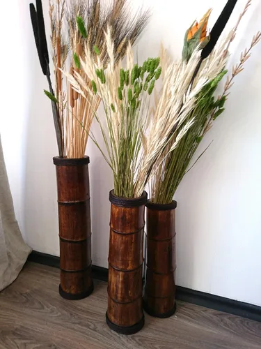 Miniatura 8 de Bamboo Floor Vases Available in Different Heigh, Set of 3