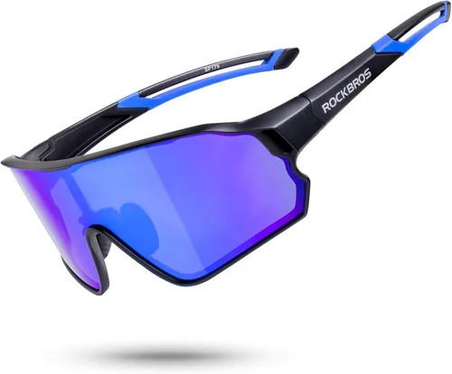 Miniatura 18 de ROCKBROS - Lentes de sol de ciclismo para mujeres y hombres, polarizados, con protección ultravioleta Blanco azul
